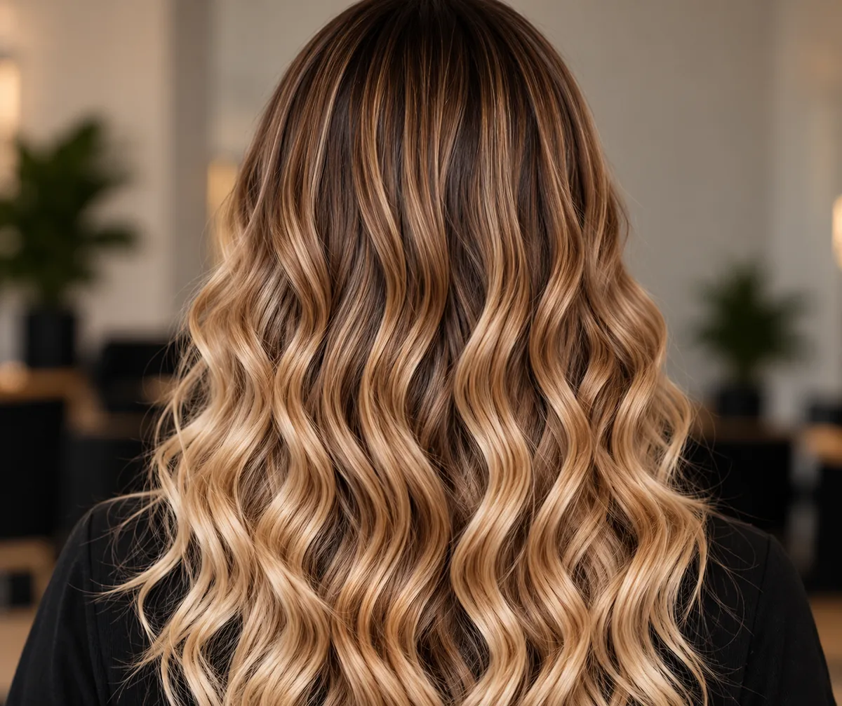 Long waves with bright, blended blonde highlights